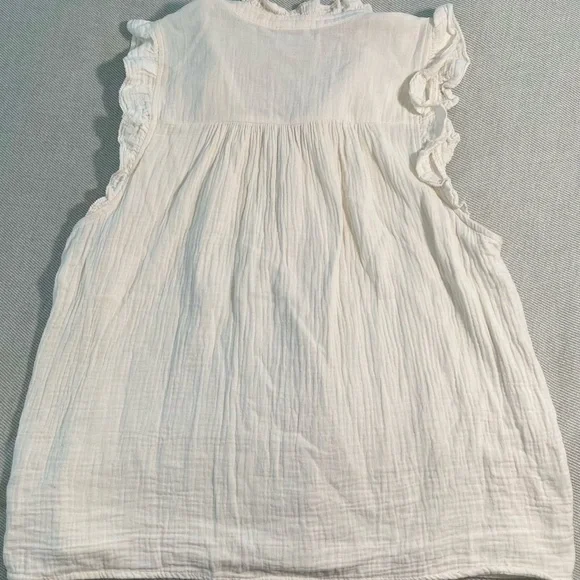 J. Crew Factory Cream Ruffle Sleeve Gauzy Blouse (Large / L) - Picture 5 of 6